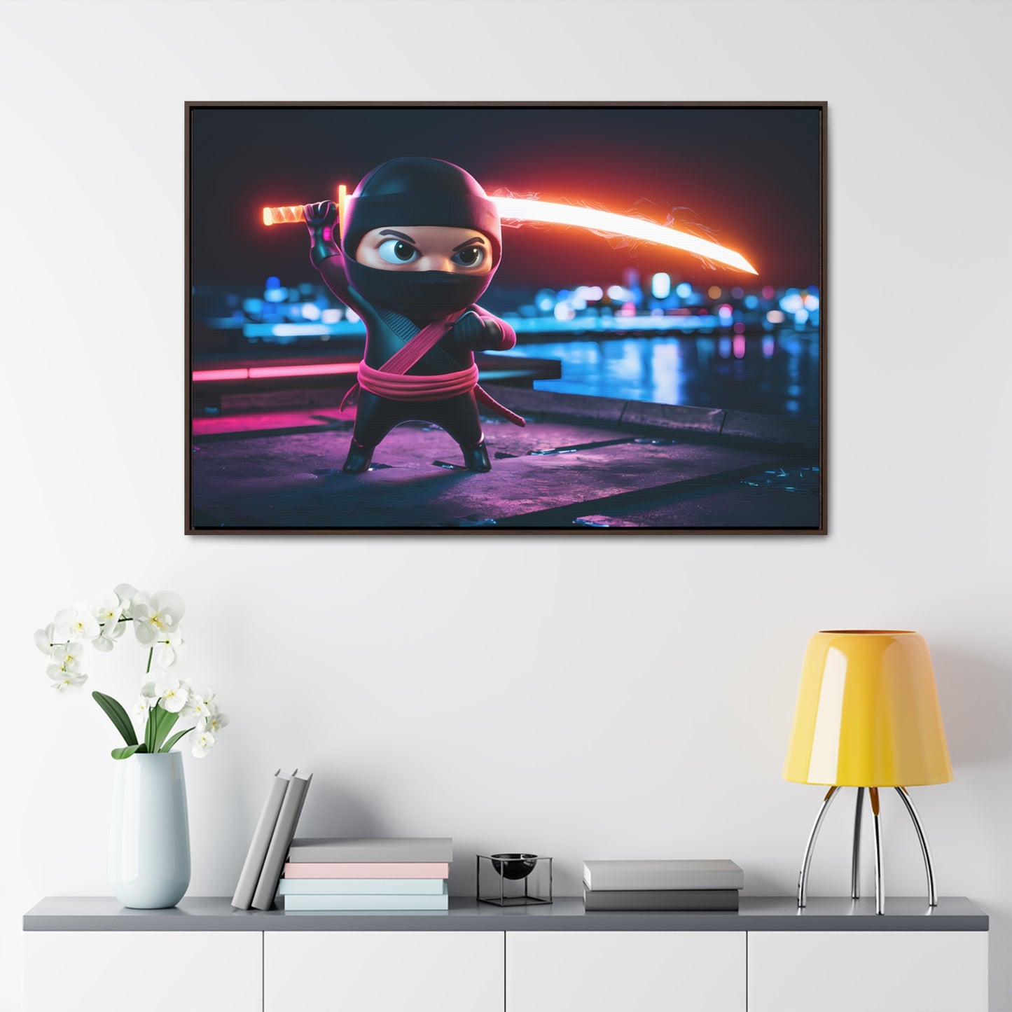 Neon Ninja Showdown - Gallery Canvas Wraps, Horizontal Frame
