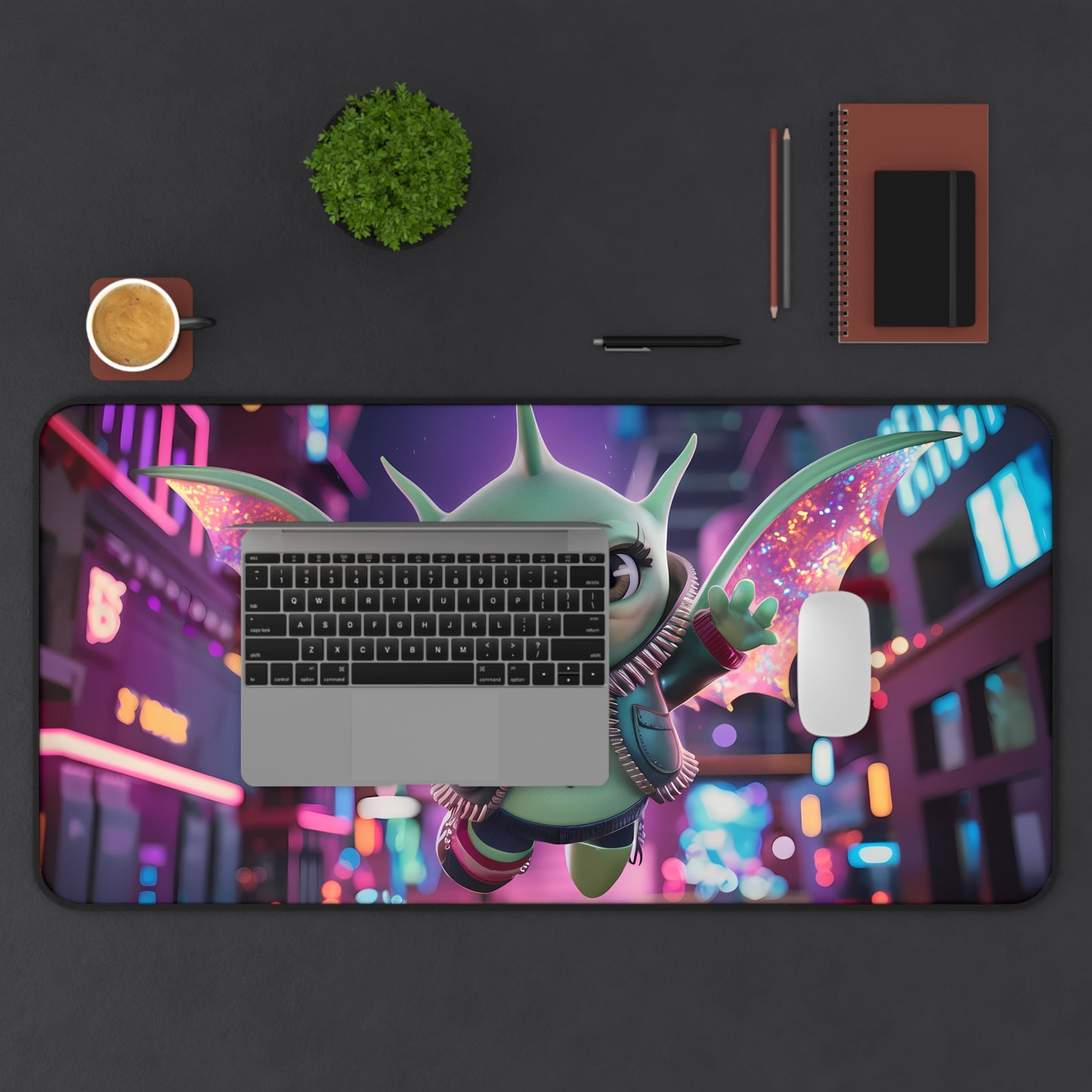 Neon Winged Mischief - Desk Mat