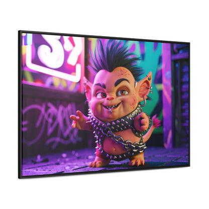 Punk Goblin in the Neon Alley - Gallery Canvas Wraps, Horizontal Frame