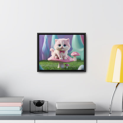 Whimsical Kitten on a Mushroom Throne - Gallery Canvas Wraps, Horizontal Frame