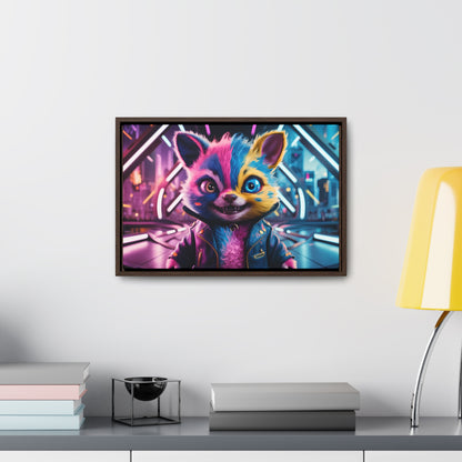 Neon Paws in the Cyber City - Gallery Canvas Wraps, Horizontal Frame