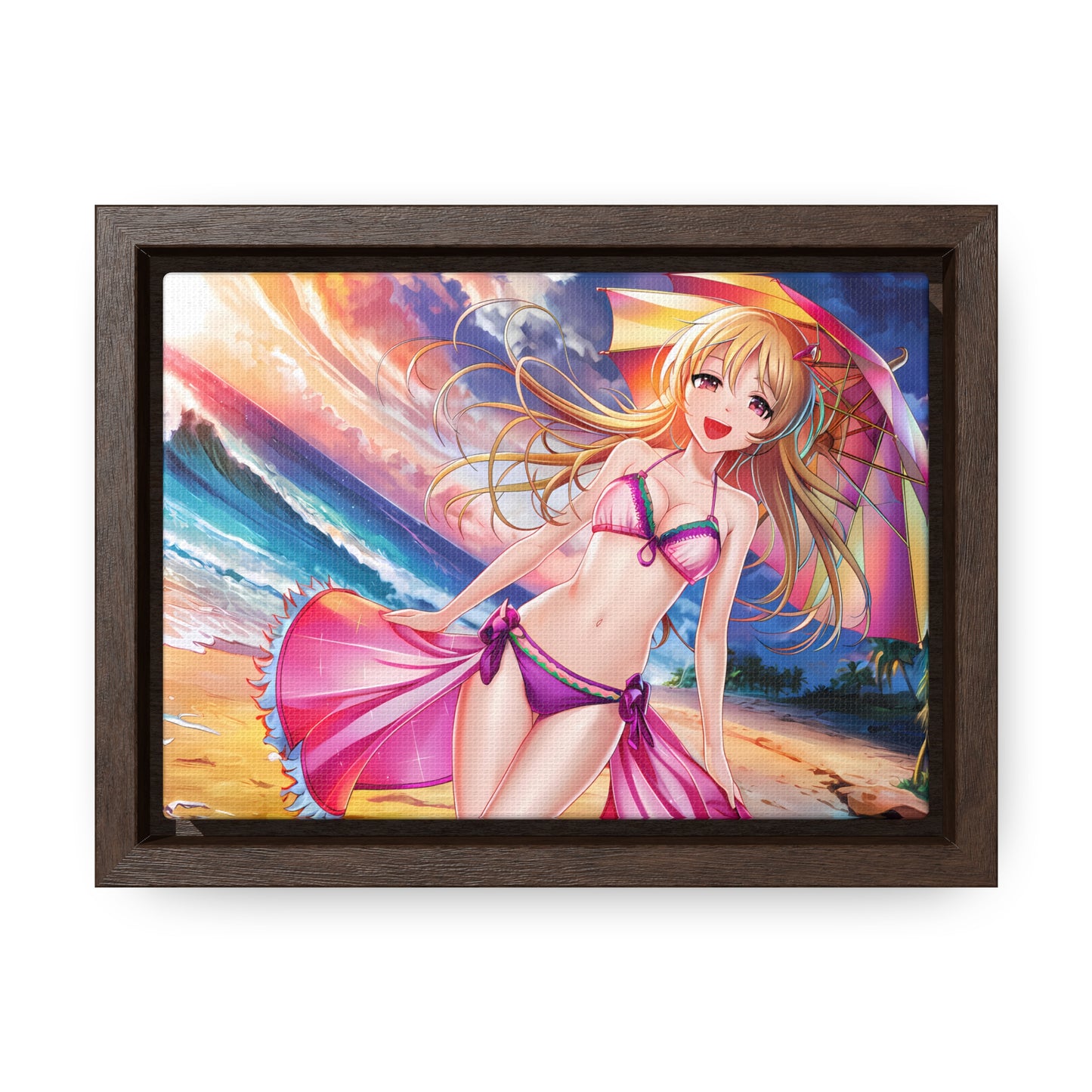Sunset Stroll on the Beach - Gallery Canvas Wraps, Horizontal Frame