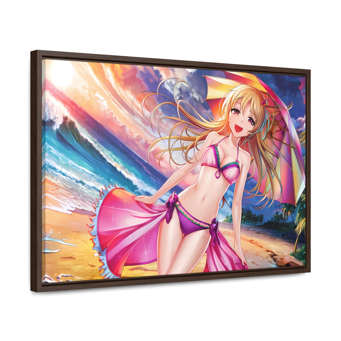 Sunset Stroll on the Beach - Gallery Canvas Wraps, Horizontal Frame