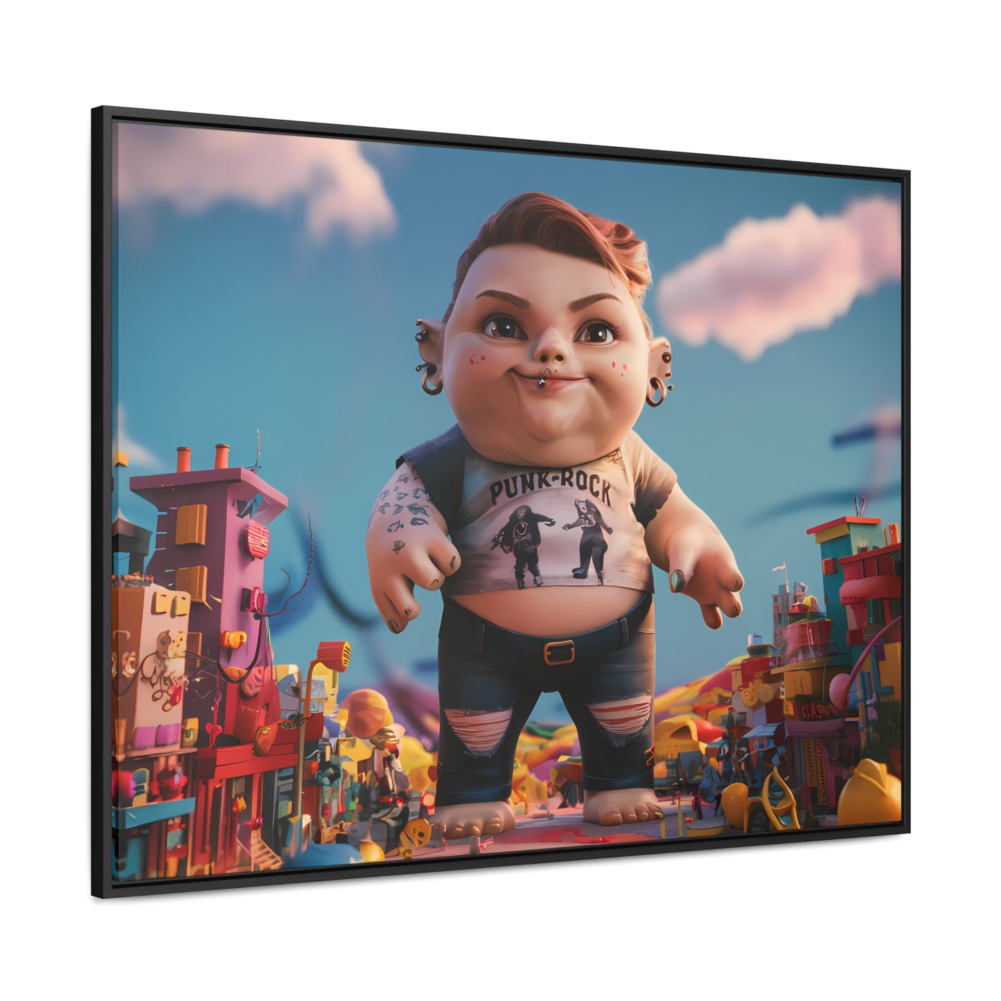 "Punk Rock Titan in Toy Town" - Gallery Canvas Wraps, Horizontal Frame
