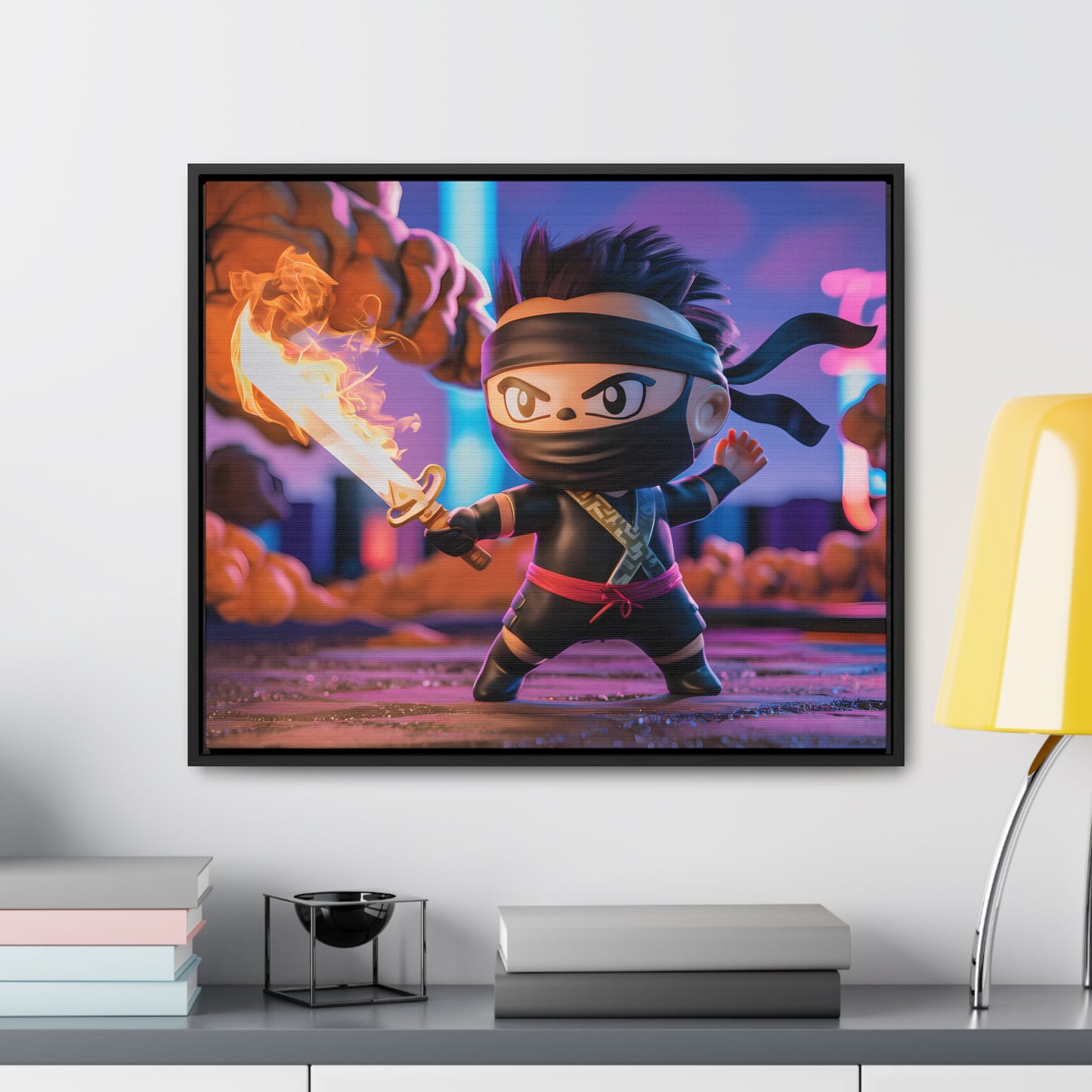 "Flameblade Ninja in Action" - Gallery Canvas Wraps, Horizontal Frame