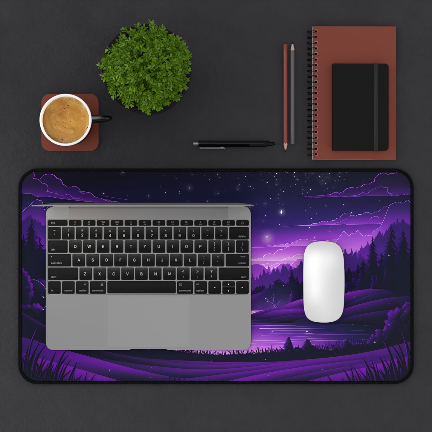 Purple Neon Night - Desk Mat