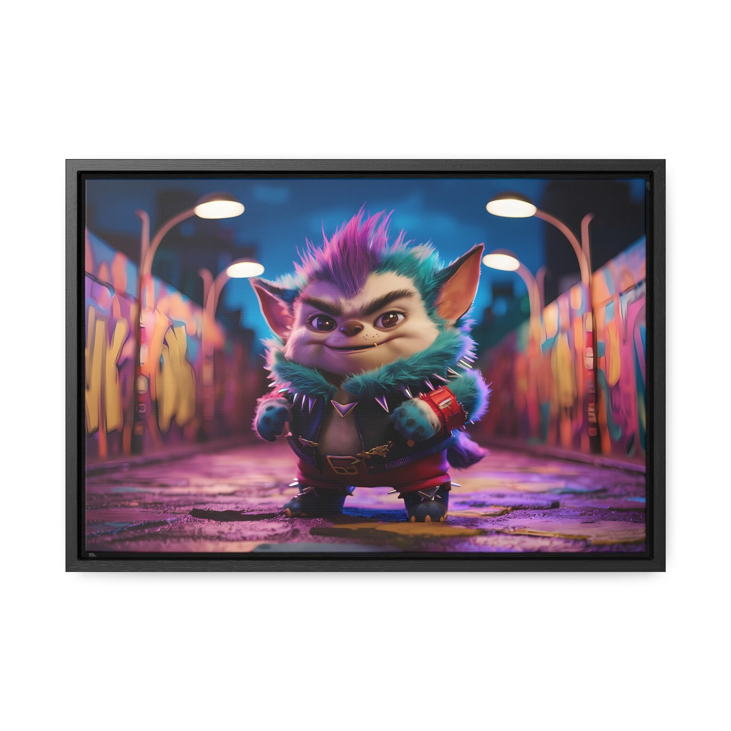 Rebel Furry in the Neon Alley - Gallery Canvas Wraps, Horizontal Frame