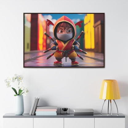 "Chibi Ninja Warrior in the City" - Gallery Canvas Wraps, Horizontal Frame