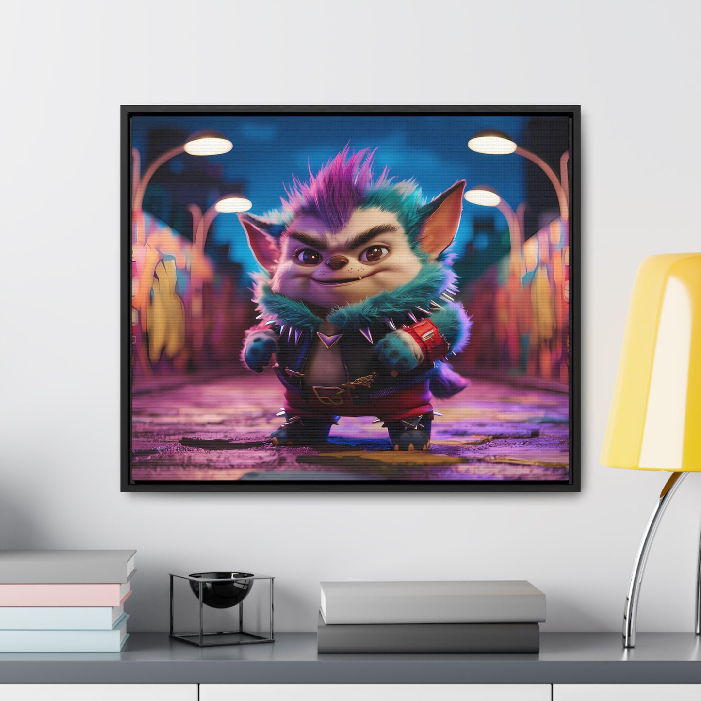 Rebel Furry in the Neon Alley - Gallery Canvas Wraps, Horizontal Frame