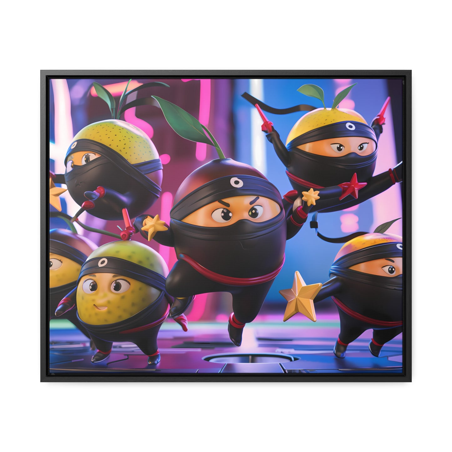 Ninja Citrus Squad: Star Power Unleashed - Gallery Canvas Wraps, Horizontal Frame