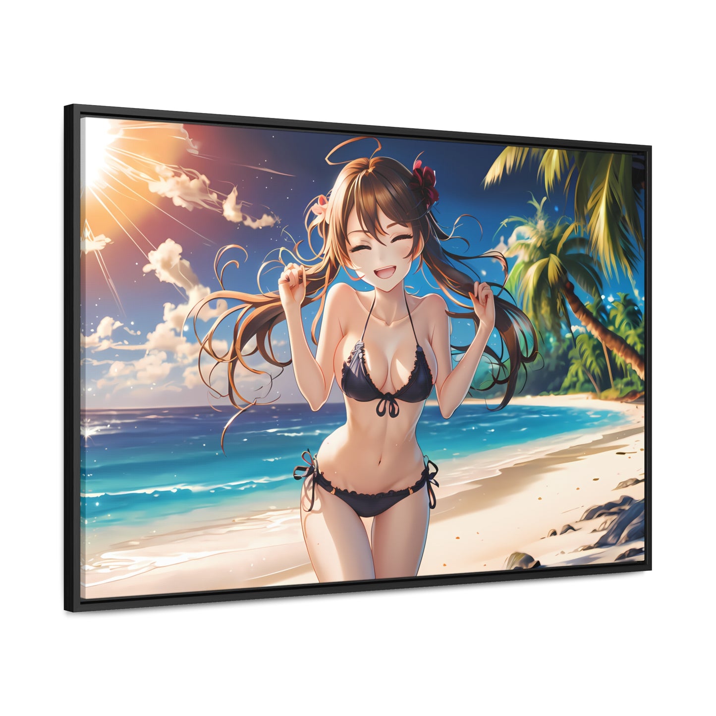 Sunlit Joy on the Beach - Gallery Canvas Wraps, Horizontal Frame