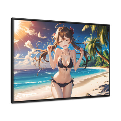 Sunlit Joy on the Beach - Gallery Canvas Wraps, Horizontal Frame