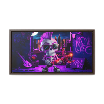 "Punk Rock Skeleton Warrior in Neon City" - Gallery Canvas Wraps, Horizontal Frame