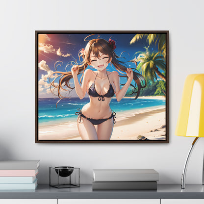 Sunlit Joy on the Beach - Gallery Canvas Wraps, Horizontal Frame