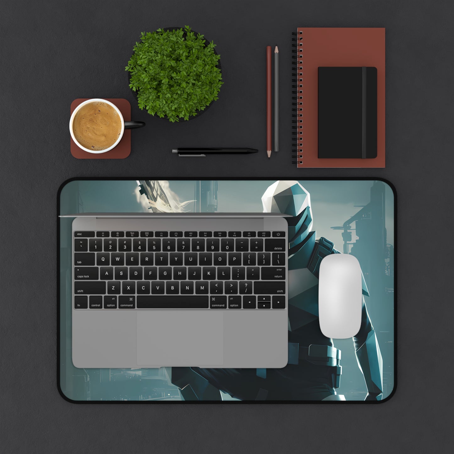 Geometric Cyber Soldier - Desk Mat