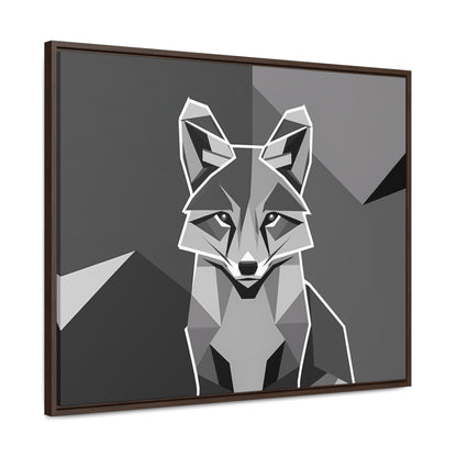 "Geometric Fox in Monochrome" - Gallery Canvas Wraps, Horizontal Frame
