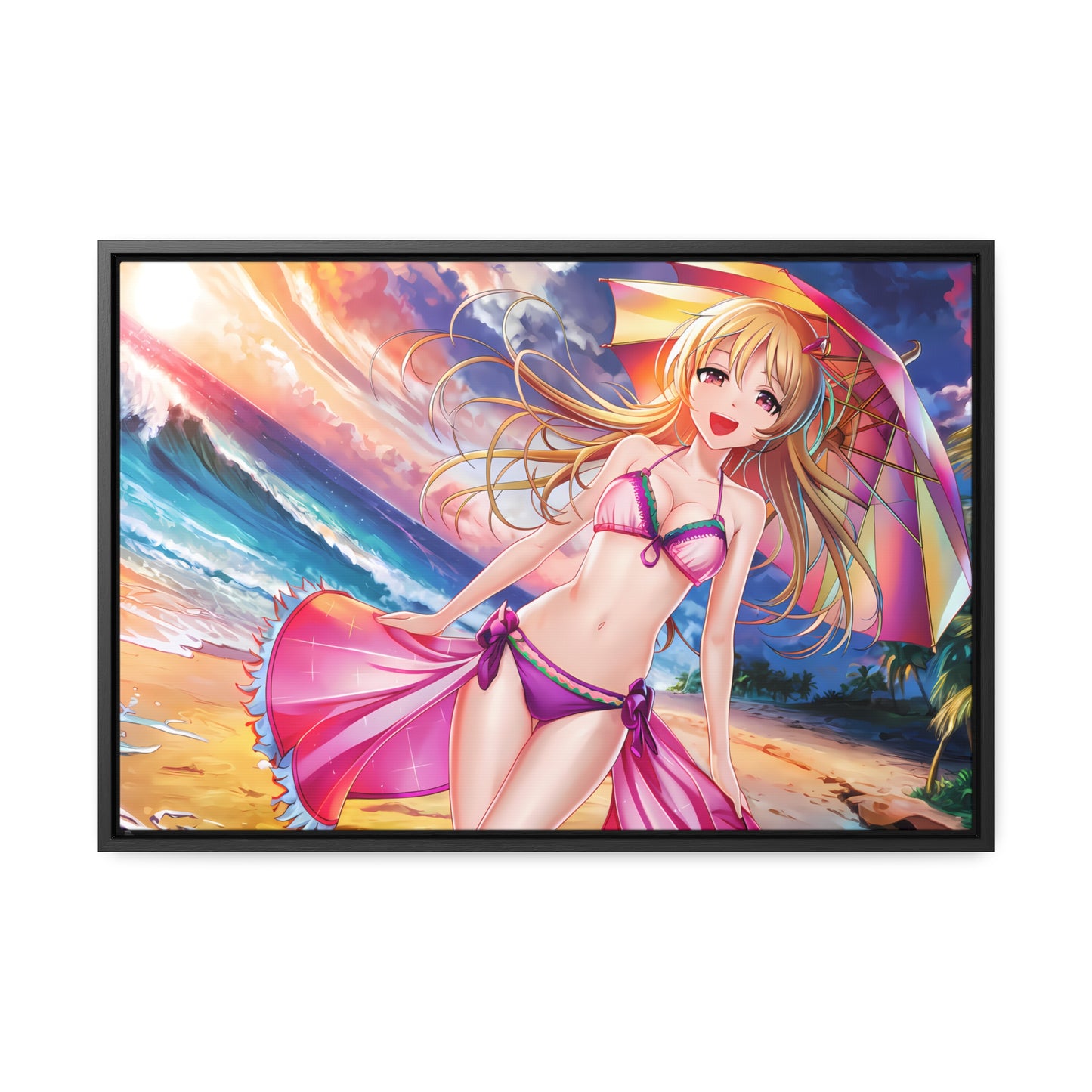 Sunset Stroll on the Beach - Gallery Canvas Wraps, Horizontal Frame
