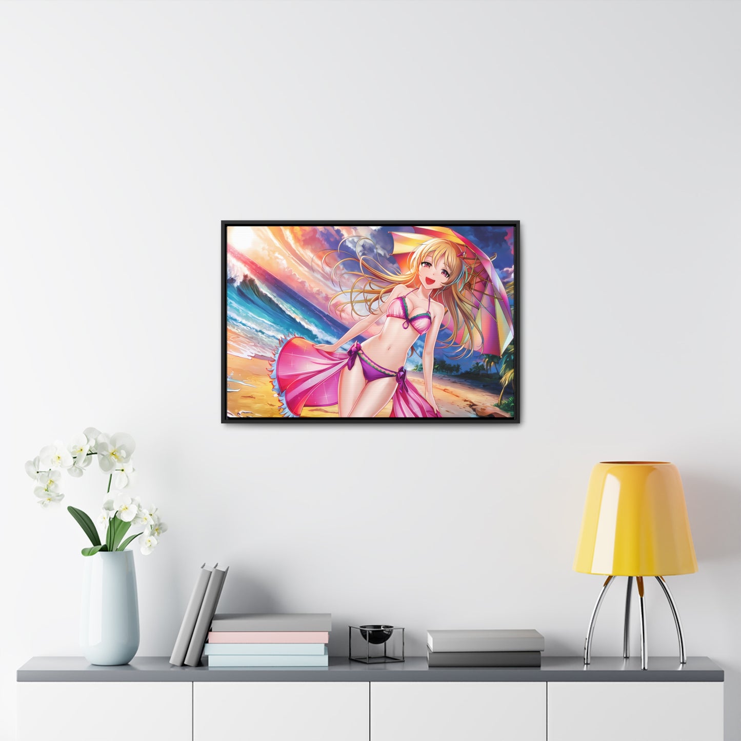 Sunset Stroll on the Beach - Gallery Canvas Wraps, Horizontal Frame
