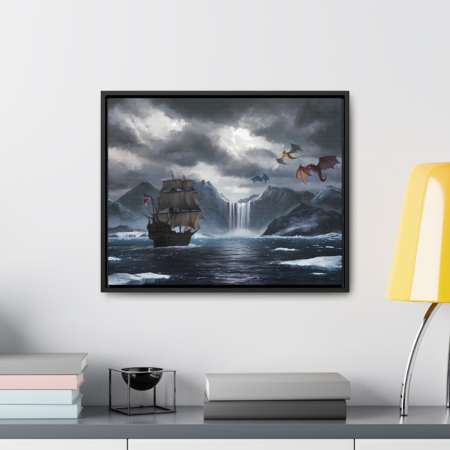 "The Voyage to Dragon's Fjord" - Gallery Canvas Wraps, Horizontal Frame
