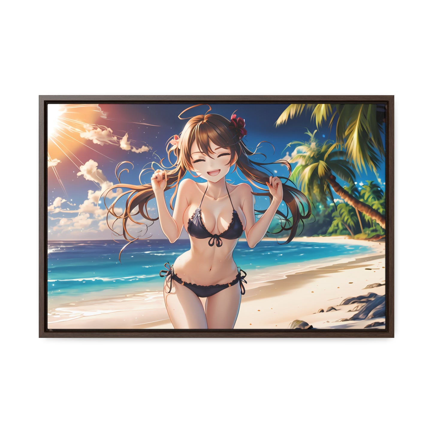 Sunlit Joy on the Beach - Gallery Canvas Wraps, Horizontal Frame