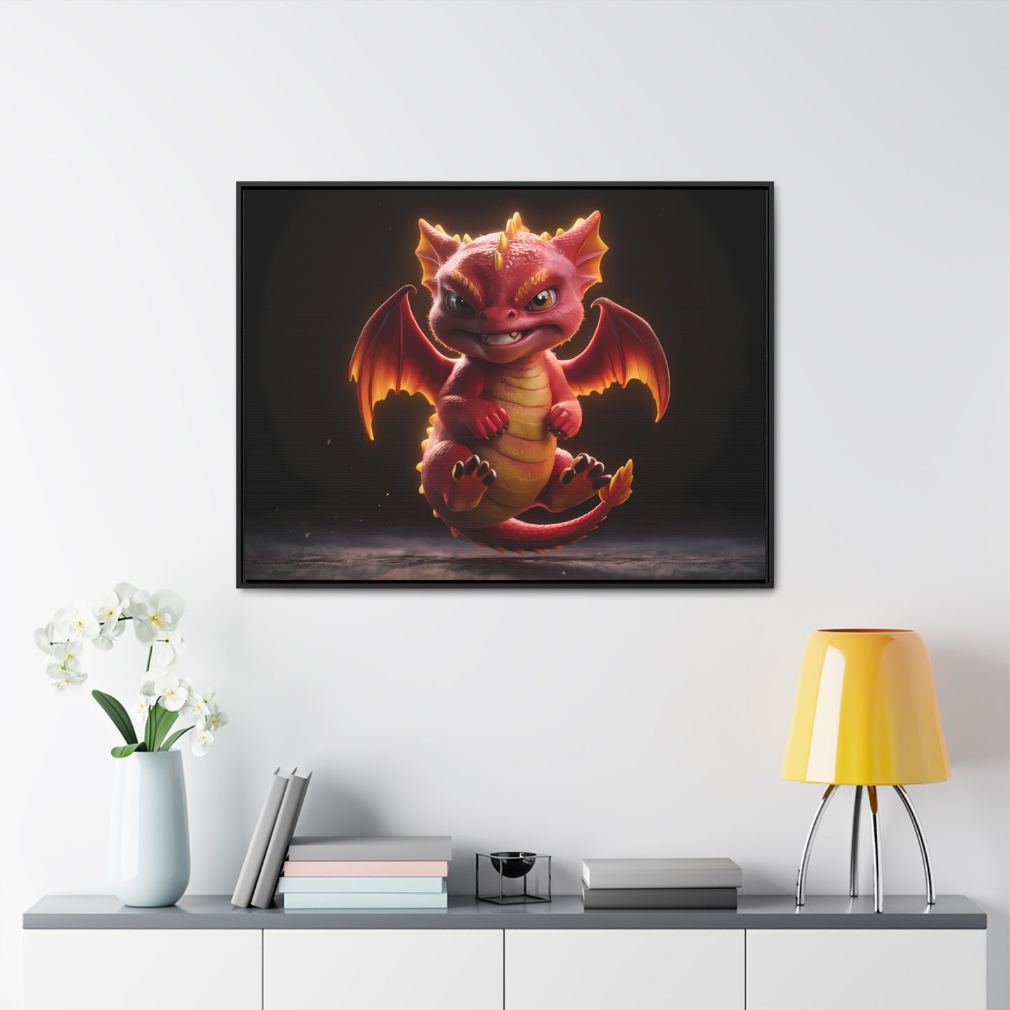 "Fiery Little Guardian" - Gallery Canvas Wraps, Horizontal Frame