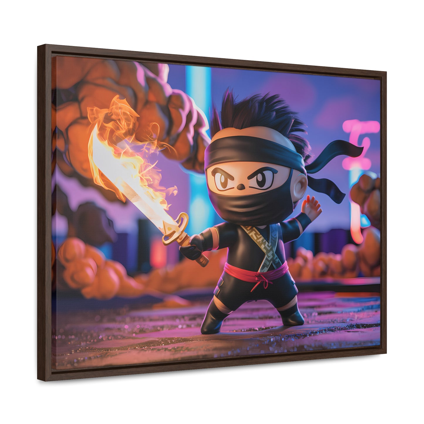 "Flameblade Ninja in Action" - Gallery Canvas Wraps, Horizontal Frame