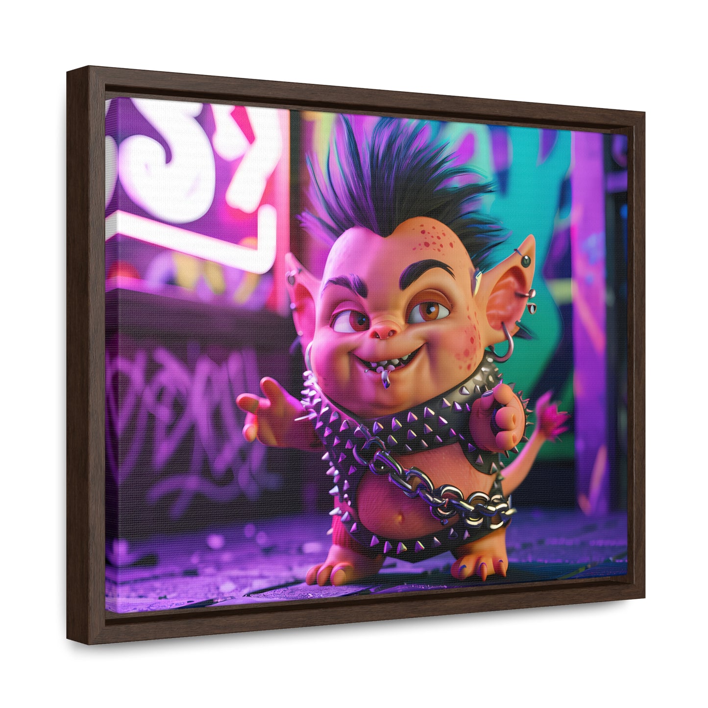 Punk Goblin in the Neon Alley - Gallery Canvas Wraps, Horizontal Frame