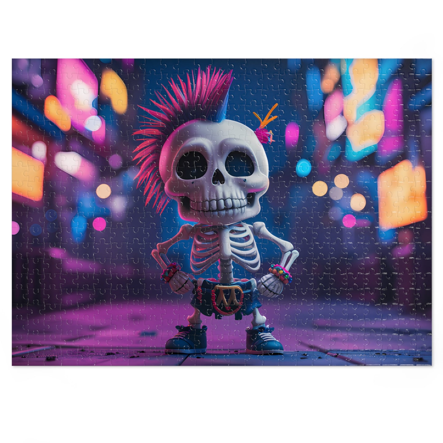 Rebel Bones in Neon Streets - Jigsaw Puzzle (30, 110, 252, 500,1000-Piece)