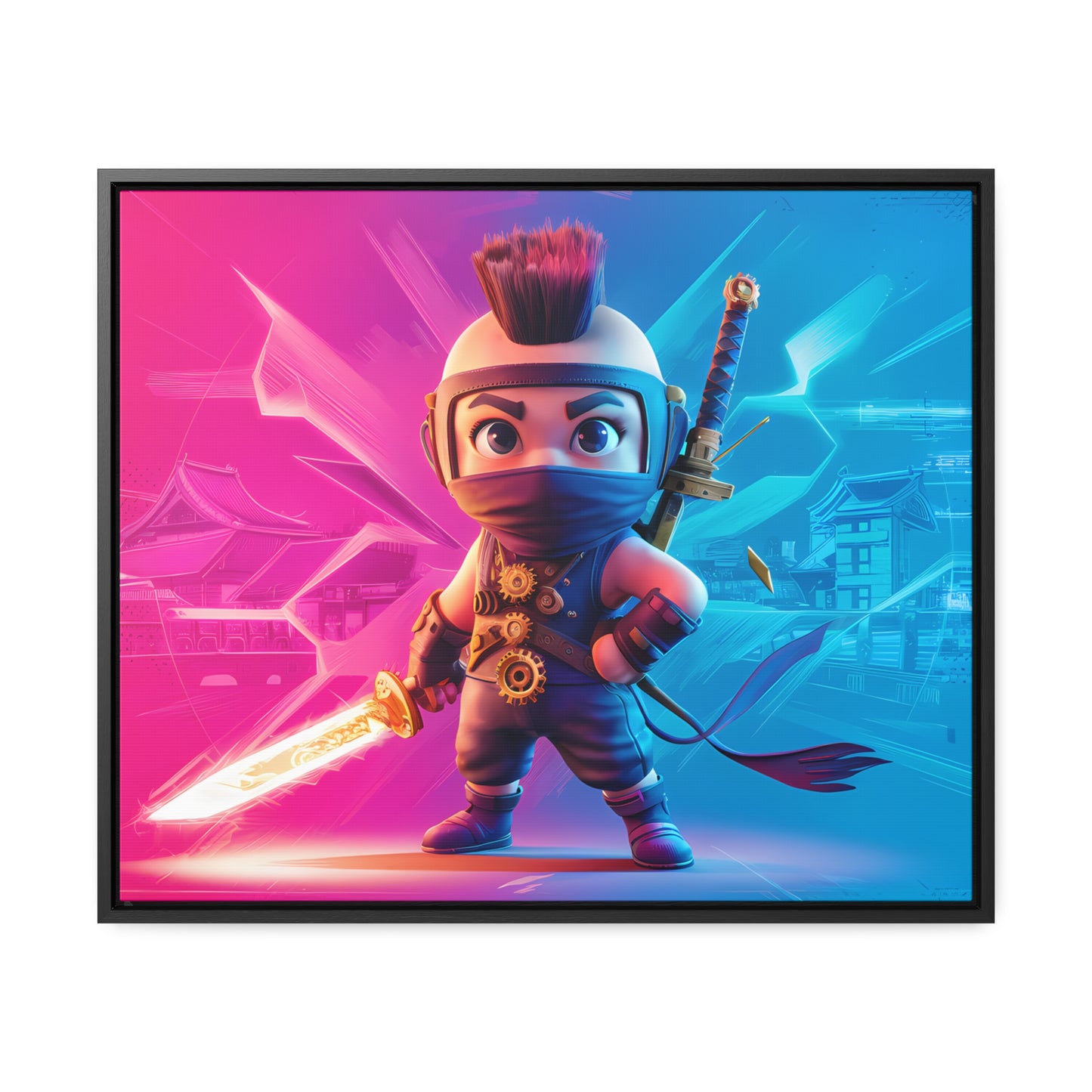 Neon Ninja Showdown - Gallery Canvas Wraps, Horizontal Frame