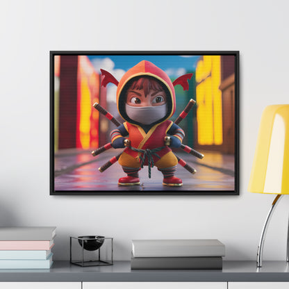 "Chibi Ninja Warrior in the City" - Gallery Canvas Wraps, Horizontal Frame