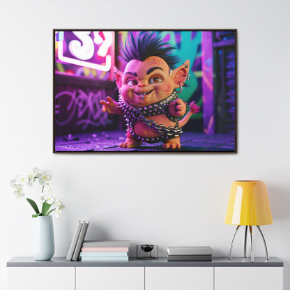 Punk Goblin in the Neon Alley - Gallery Canvas Wraps, Horizontal Frame