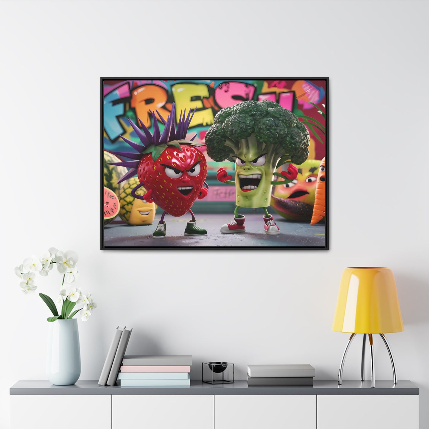 "Fresh Fight: Battle of the Bites" - Gallery Canvas Wraps, Horizontal Frame