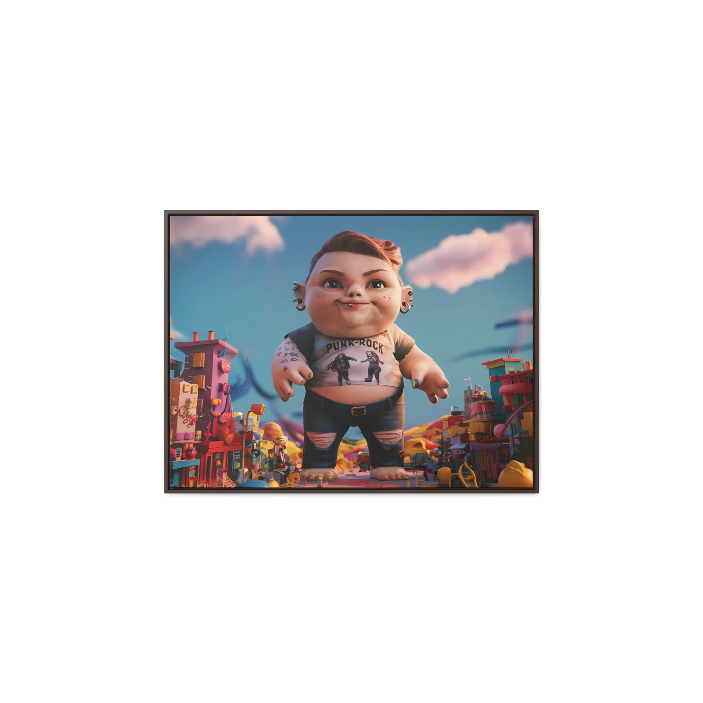 "Punk Rock Titan in Toy Town" - Gallery Canvas Wraps, Horizontal Frame