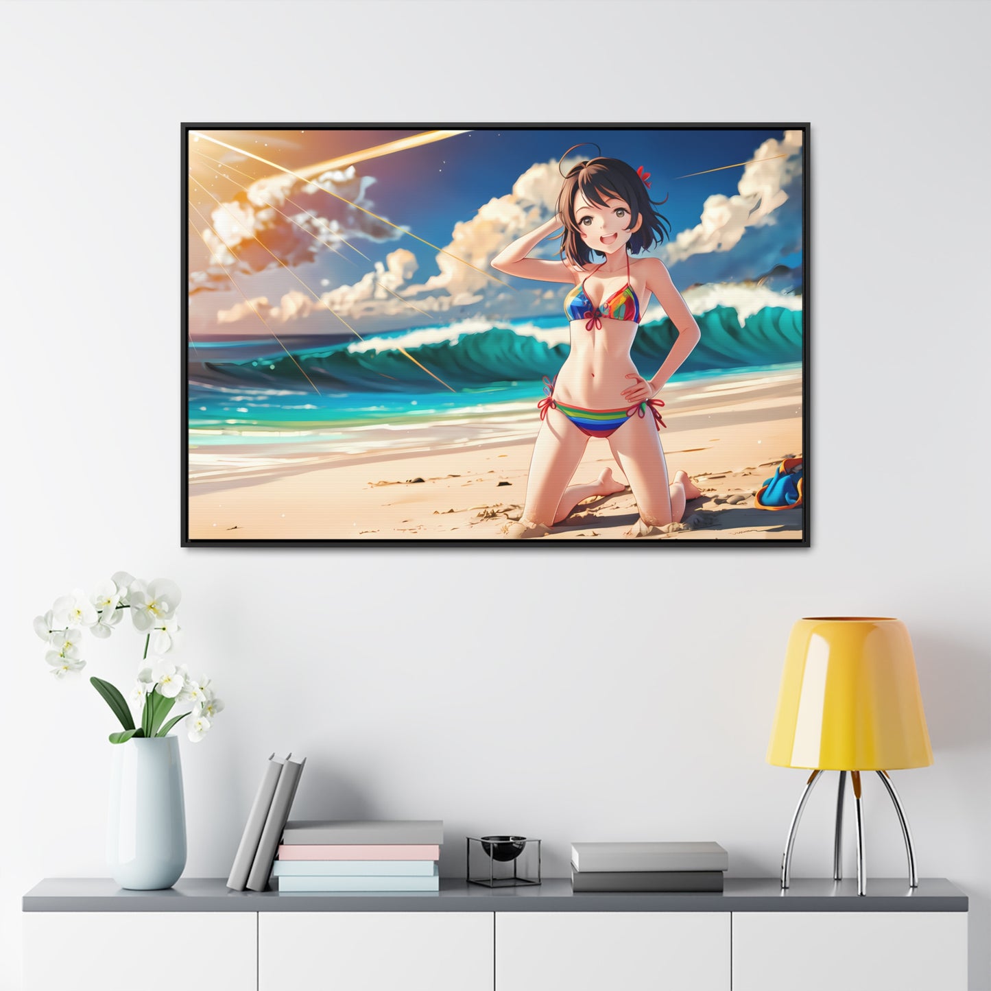 Sunlit Shores of Joy - Gallery Canvas Wraps, Horizontal Frame