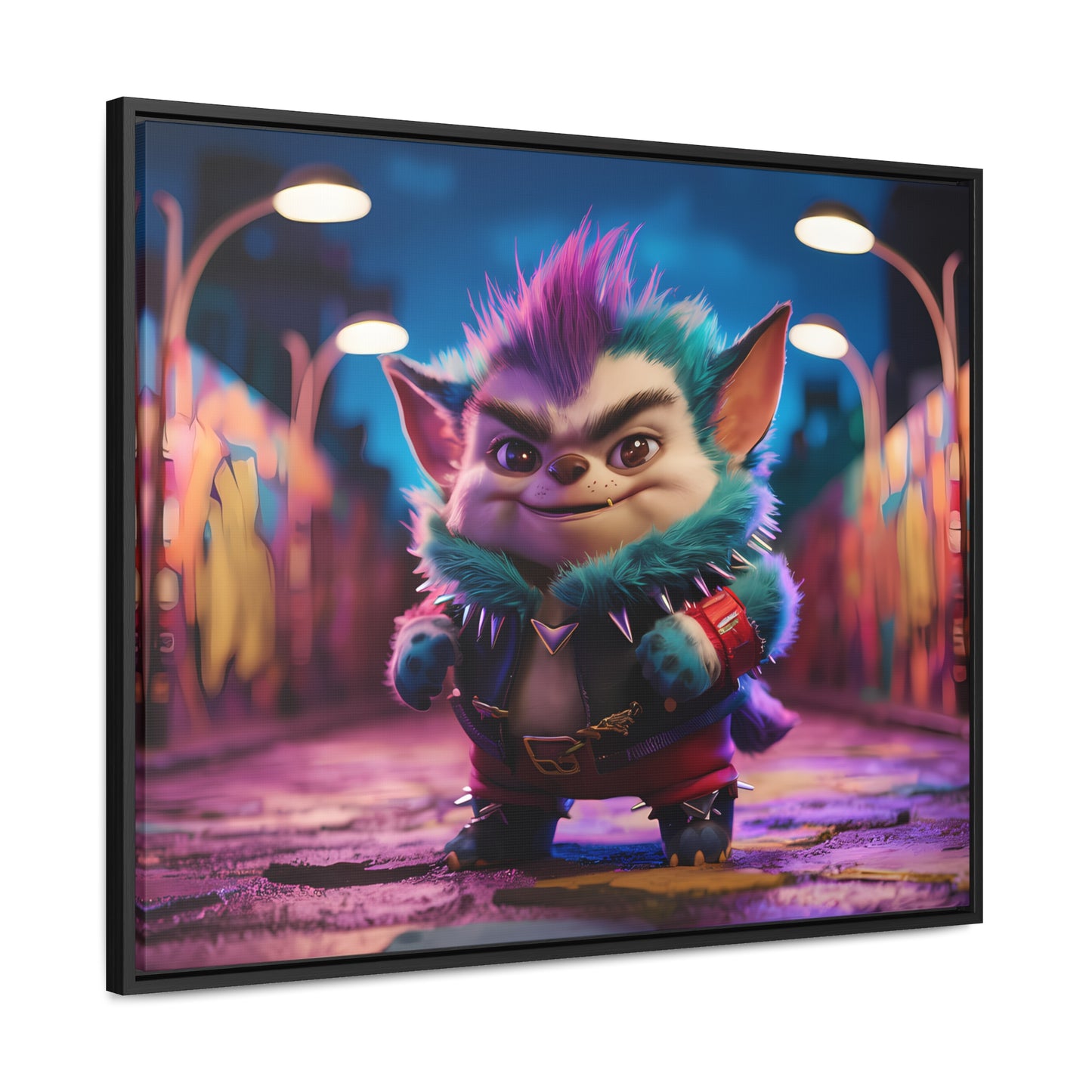 Rebel Furry in the Neon Alley - Gallery Canvas Wraps, Horizontal Frame