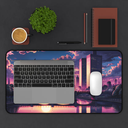 "Twilight Reflections Over the City" - Desk Mat