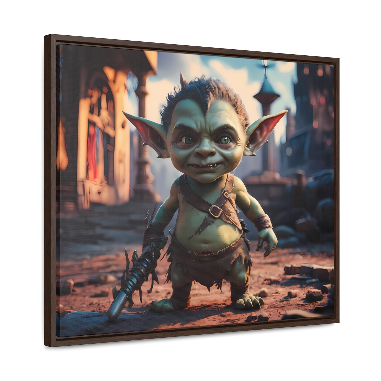 Goblin Warrior in the Ruined City - Gallery Canvas Wraps, Horizontal Frame