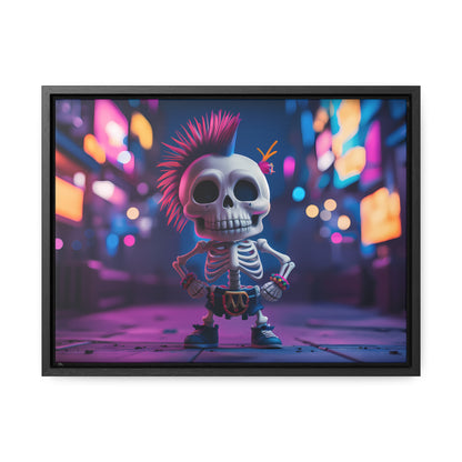 Punk Skeleton in Neon City - Gallery Canvas Wraps, Horizontal Frame