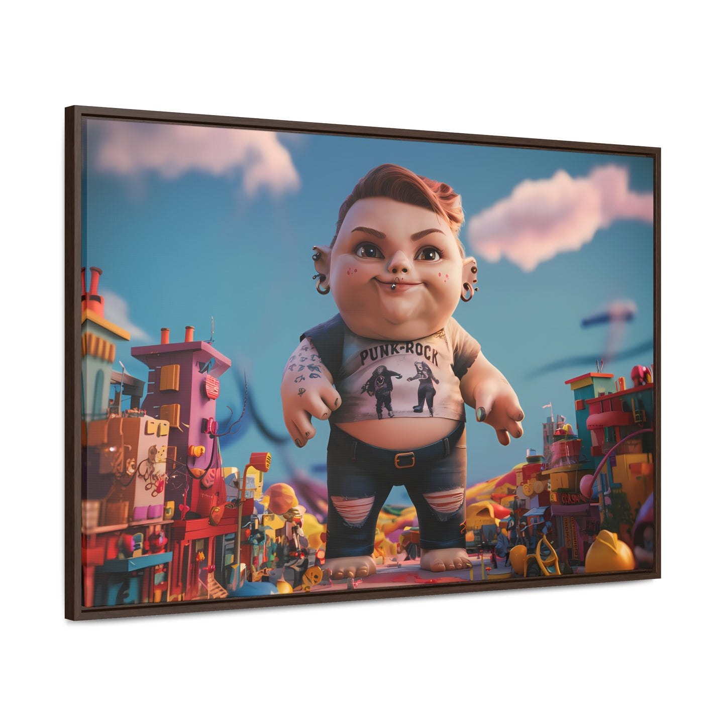 "Punk Rock Titan in Toy Town" - Gallery Canvas Wraps, Horizontal Frame