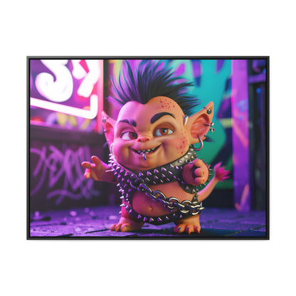 Punk Goblin in the Neon Alley - Gallery Canvas Wraps, Horizontal Frame