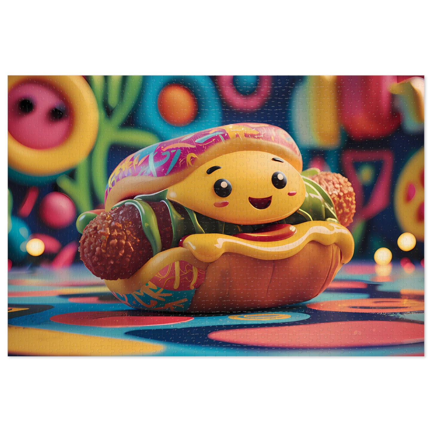 "Cheerful Hotdog Delight" - Jigsaw Puzzle (30, 110, 252, 500,1000-Piece)