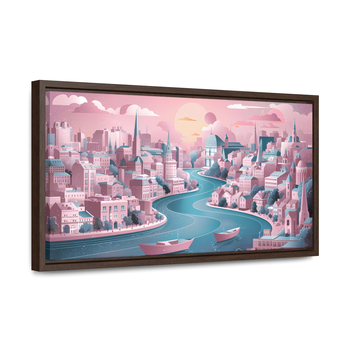 Serene City at Dawn - Gallery Canvas Wraps, Horizontal Frame