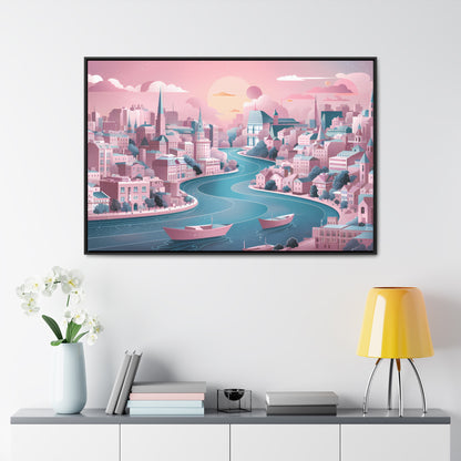 Serene City at Dawn - Gallery Canvas Wraps, Horizontal Frame