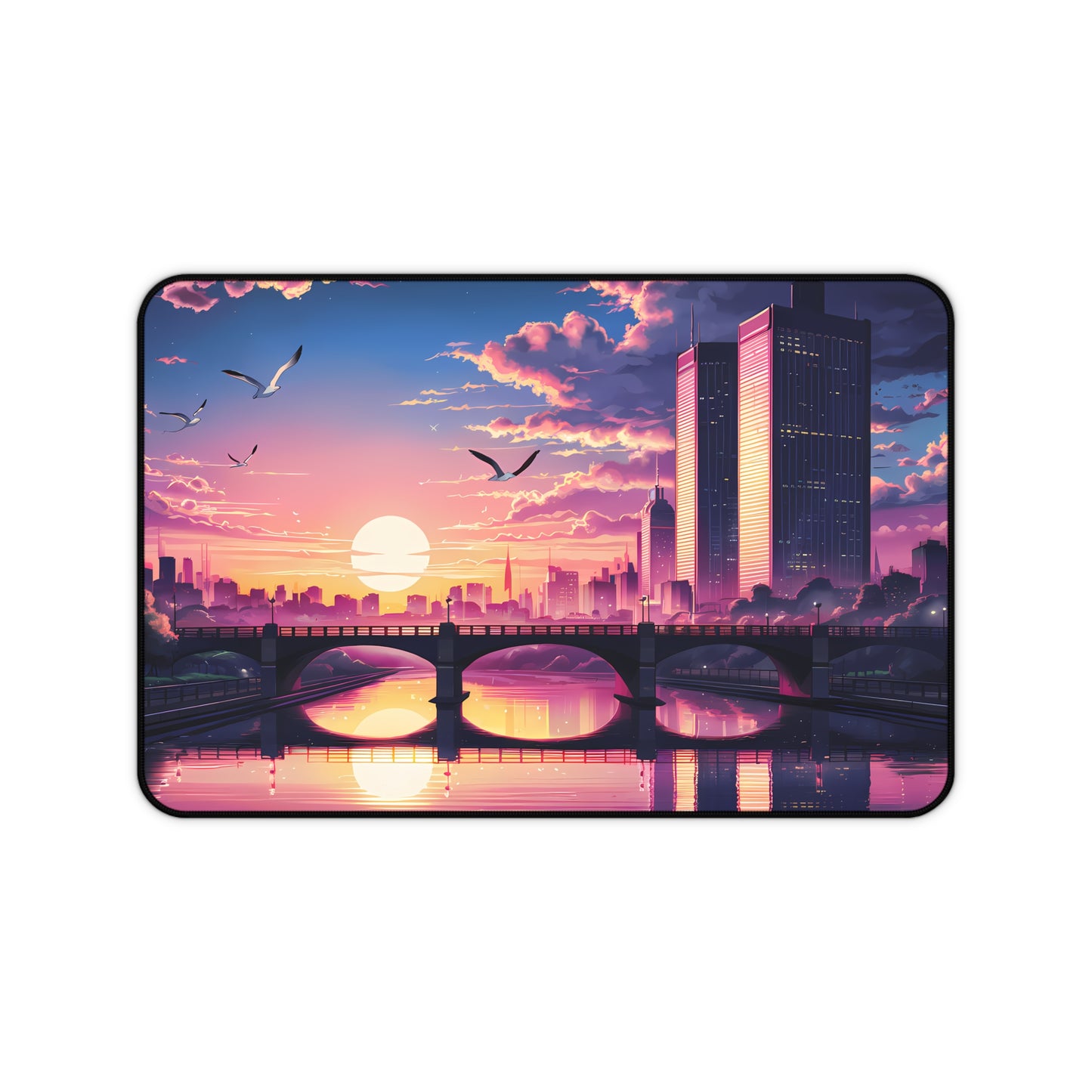 "Twilight Reflections Over the City" - Desk Mat