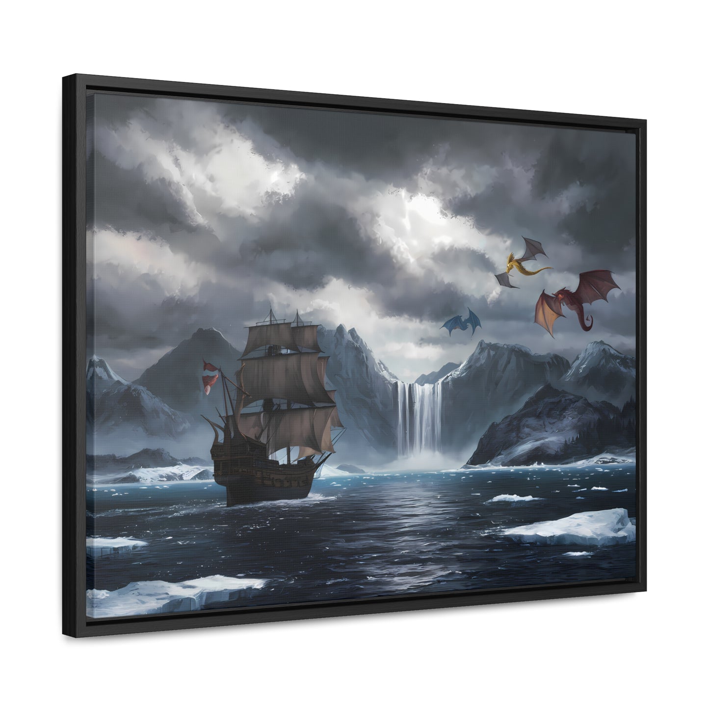 "The Voyage to Dragon's Fjord" - Gallery Canvas Wraps, Horizontal Frame