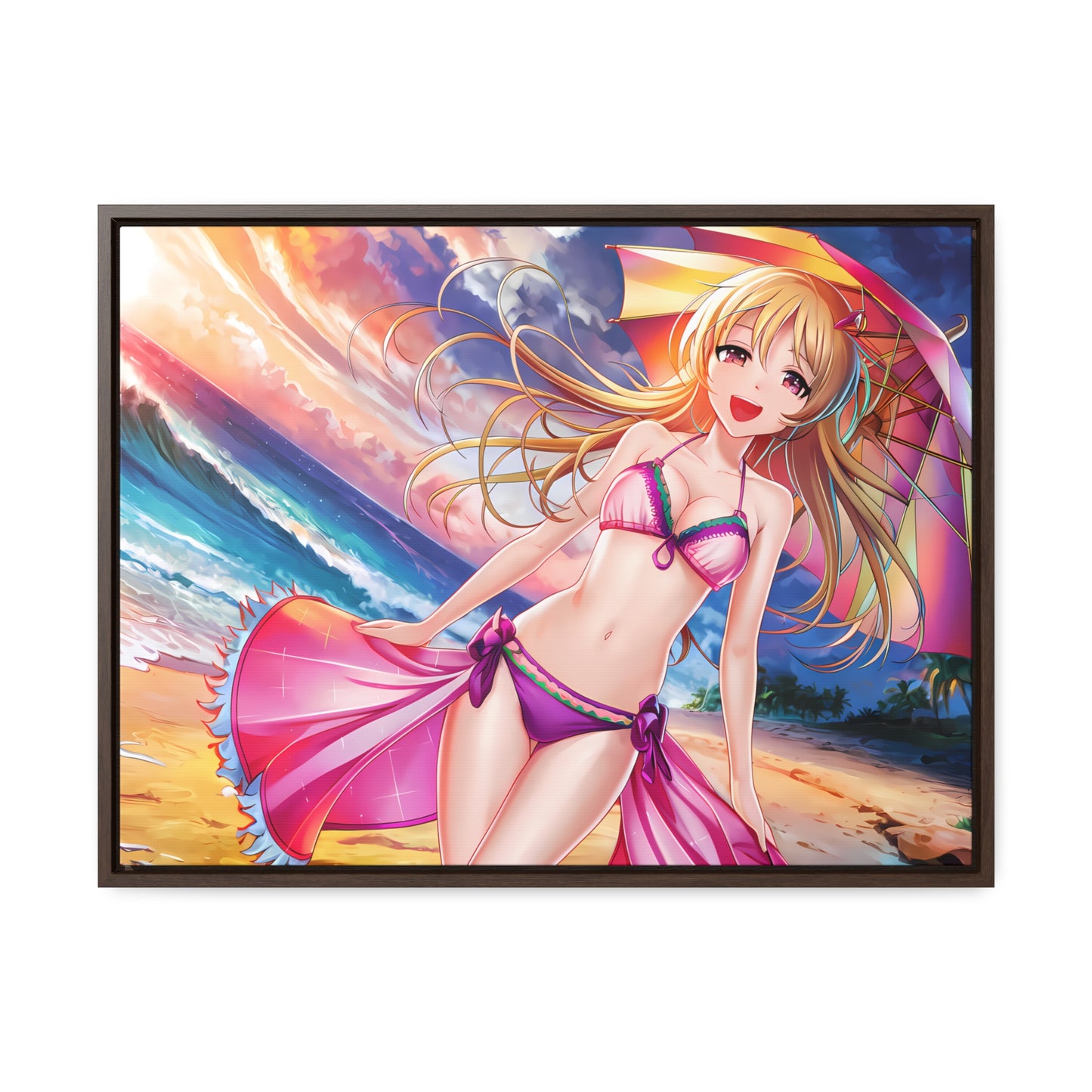 Sunset Stroll on the Beach - Gallery Canvas Wraps, Horizontal Frame