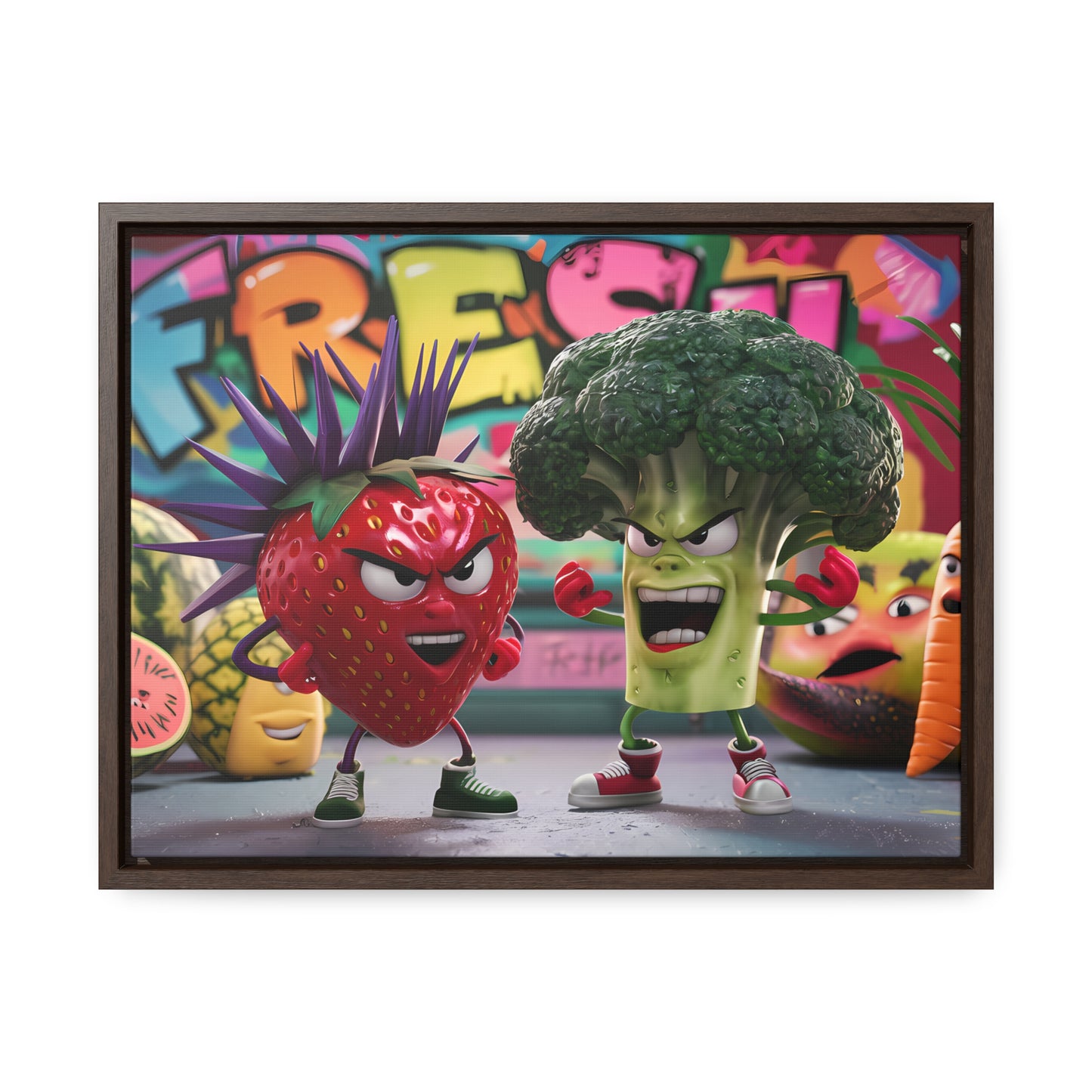 "Fresh Fight: Battle of the Bites" - Gallery Canvas Wraps, Horizontal Frame
