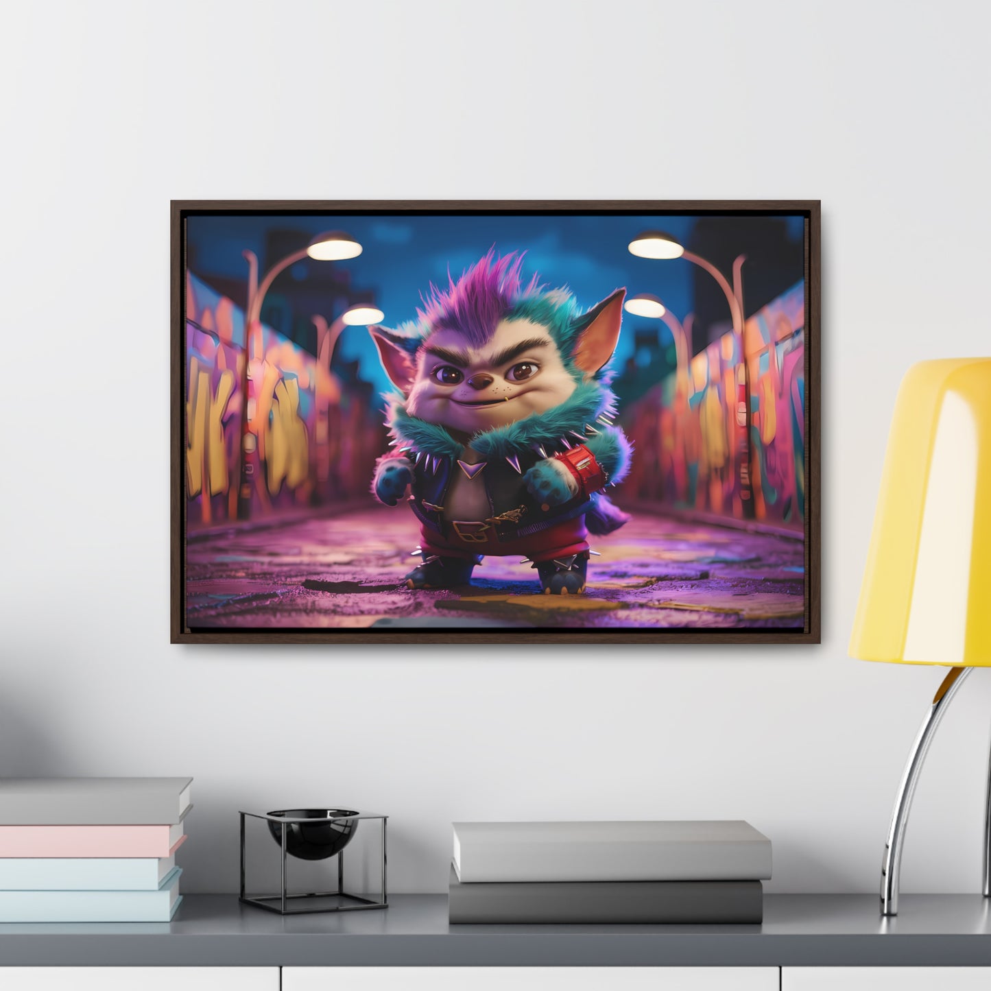 Rebel Furry in the Neon Alley - Gallery Canvas Wraps, Horizontal Frame