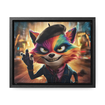 Feline Frenzy in the City Lights - Gallery Canvas Wraps, Horizontal Frame