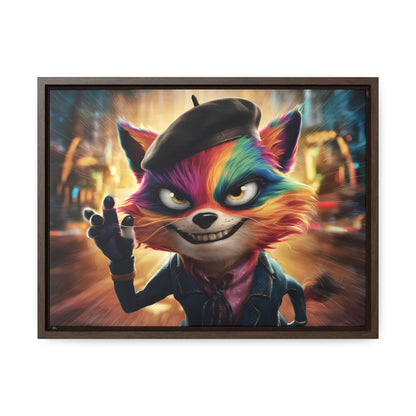 Feline Frenzy in the City Lights - Gallery Canvas Wraps, Horizontal Frame